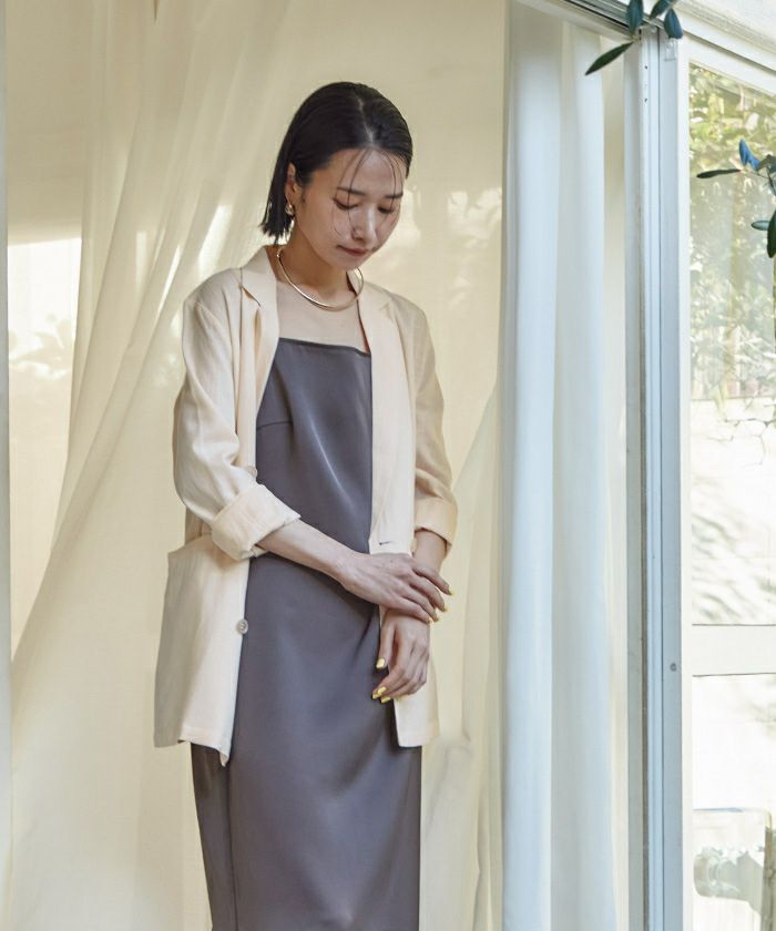 新品 未使用 Aga 麻 リネン ベージュ ダブルブレストジャケット シアーダブルブレストジャケット / GRACE CONTINENTAL | GRACE