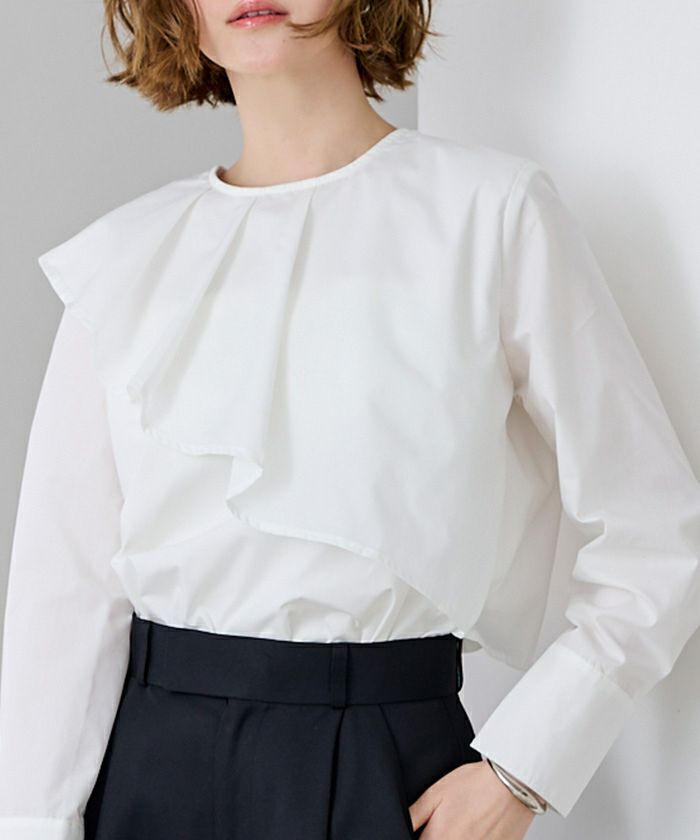 アシンメトリーラッフルデザインブラウス | ur 