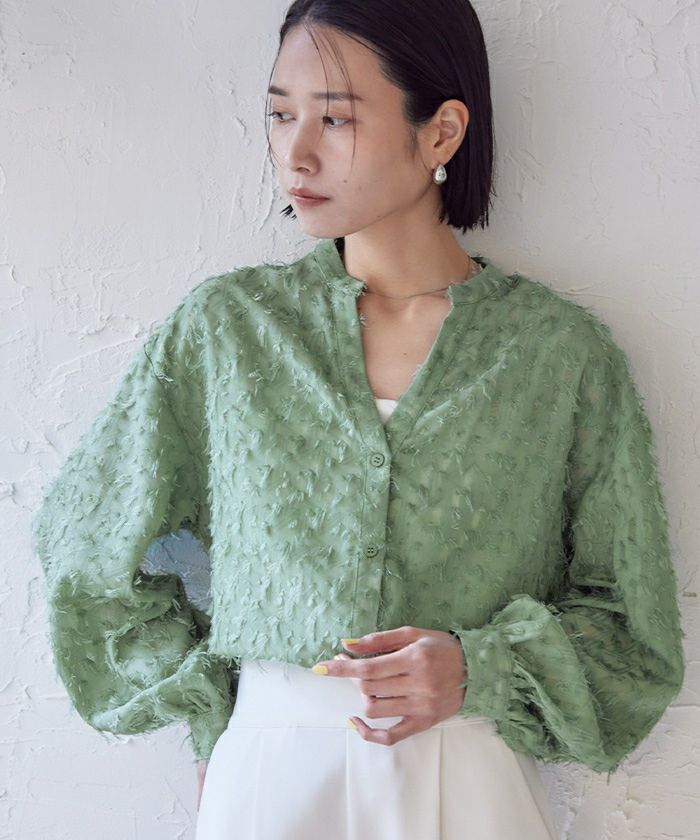 シアーフリンジジャガードスキッパーブラウス | ur's（ユアーズ）