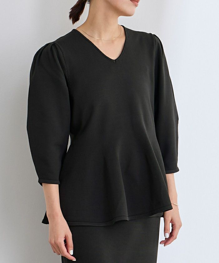 パフスリーブペプラムニットプルオーバー | ur's（ユアーズ）