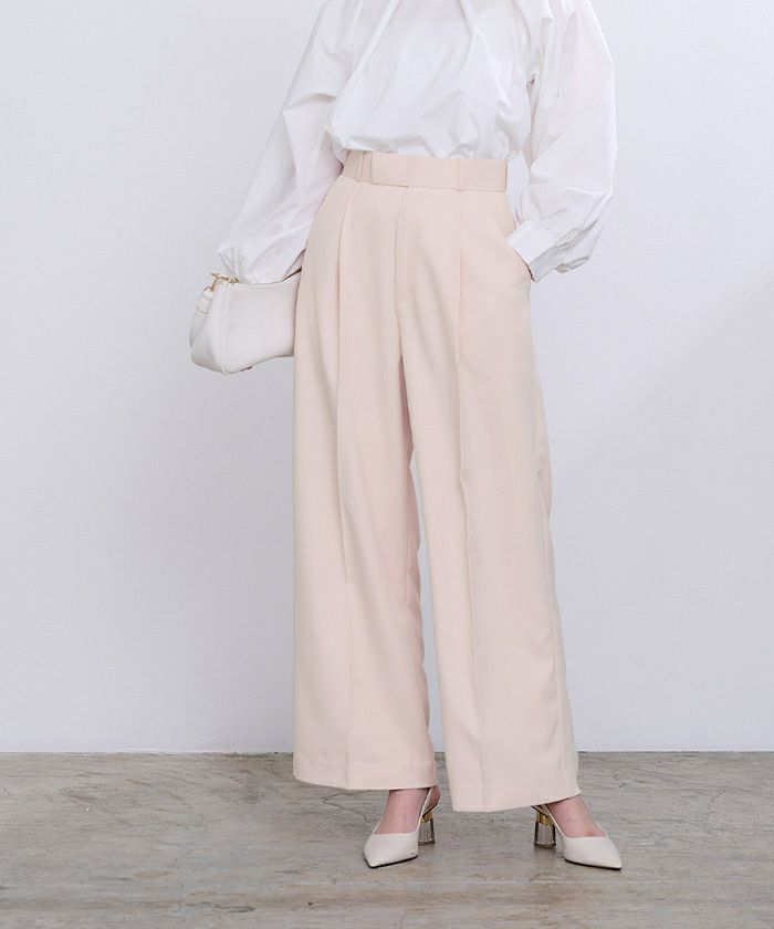 BELTED TUCK WIDE PANTS ベルトツキタックワイドパンツ – ANOGH