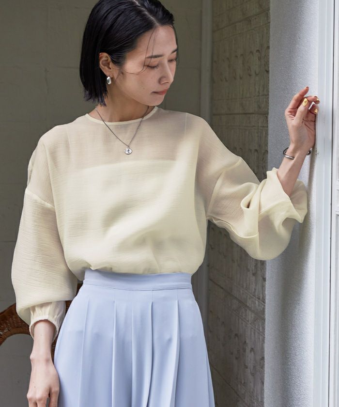 シアークルーネックオーバーサイズブラウス【メール便可／90】 | ur's