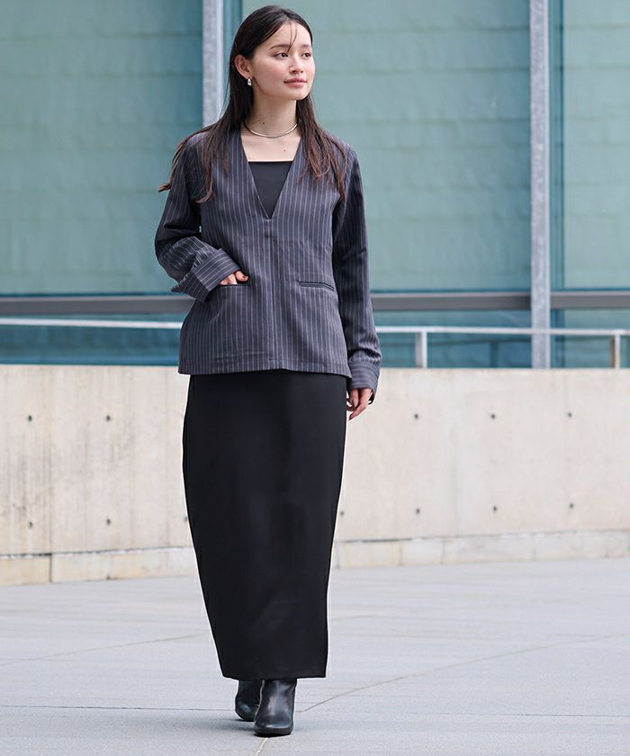 yaeブラック サテンキャミワンピース ロング 美品38 セール】 フリルチュールサテンキャミワンピース （ロング