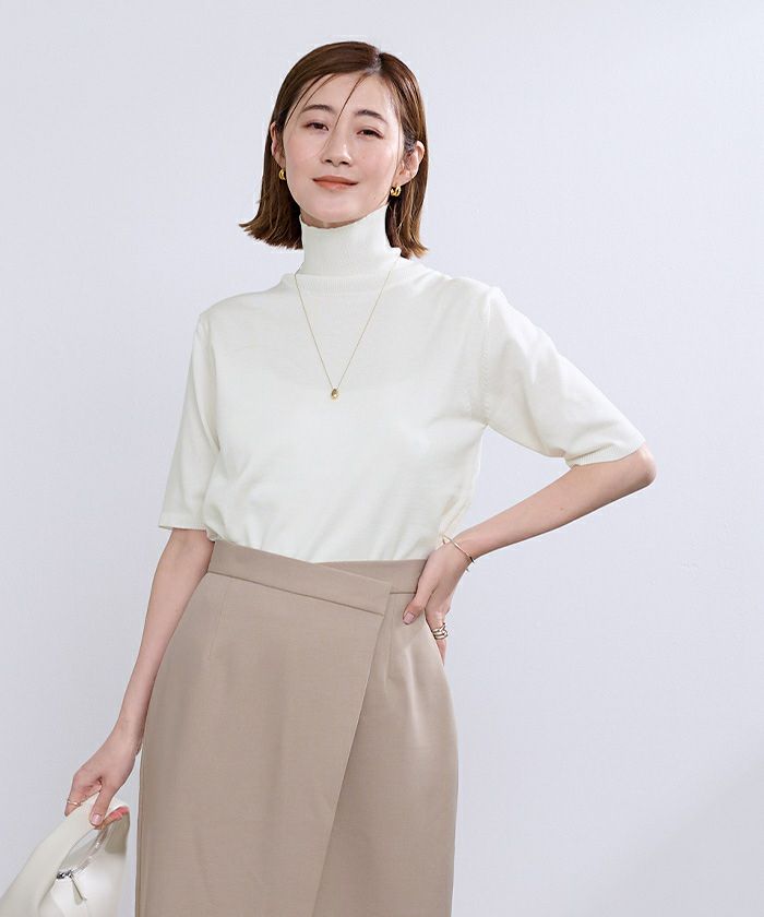 専用です ハイネックハーフスリーブフィットニット【メール便可／100