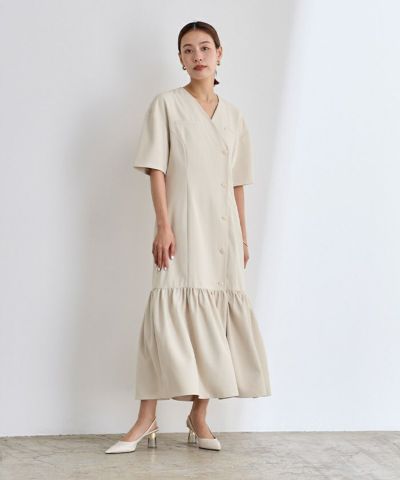 ノーカラーVネックティアードワンピース | ur's（ユアーズ）