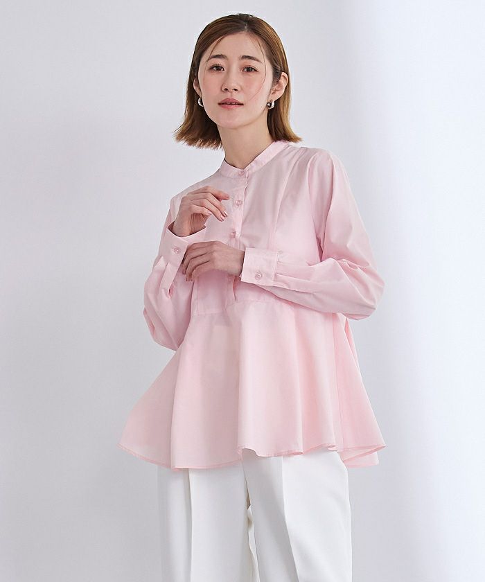 アヴェニールエトワールジャガード　タック　ペプラム　ブラウス　ペールピンク36 新作入荷情報〈ジャガードタックペプラムブラウス〉 | m-i-d