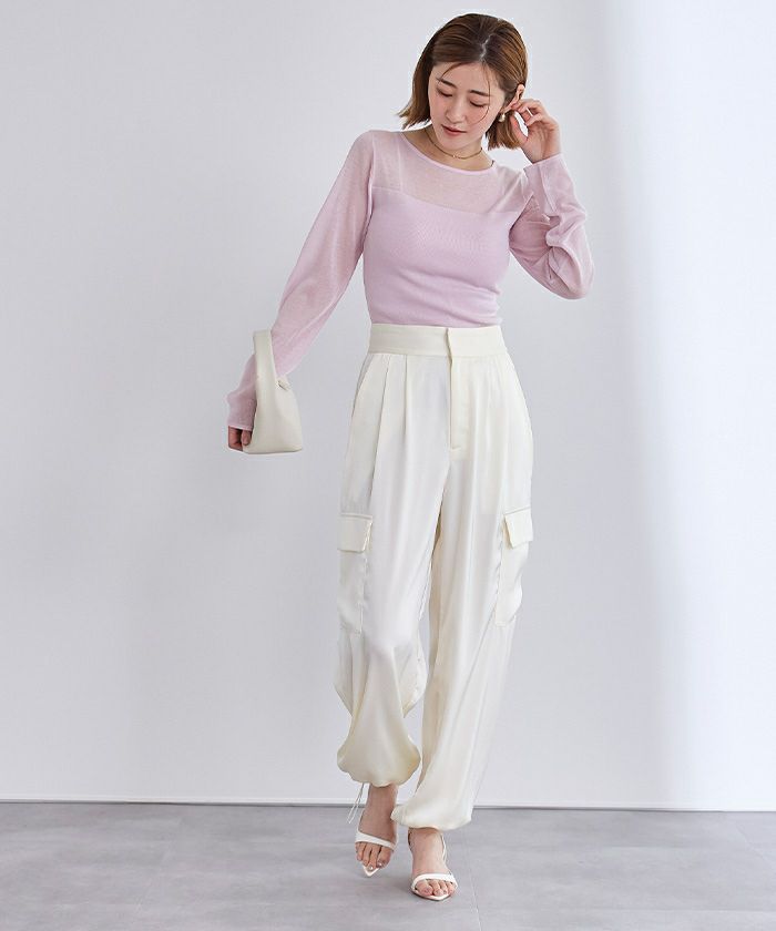 シアー切替ボートネックニット【メール便可／90】 | ur's（ユアーズ）