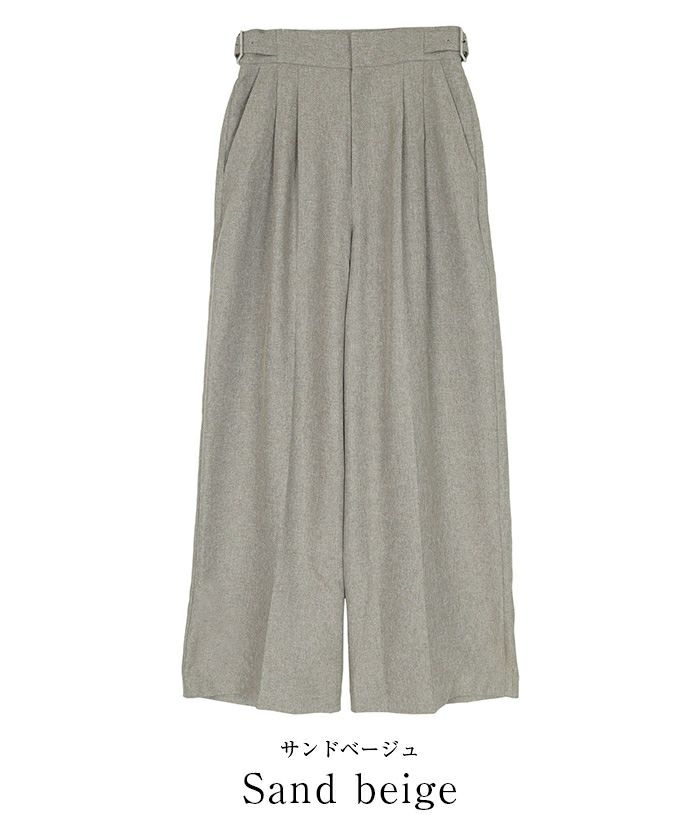 リネンライクサイドベルトデザインタックワイドパンツ | ur's
