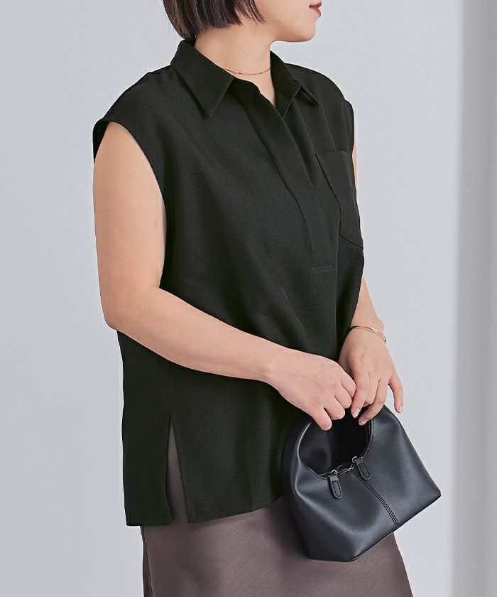 リネンライクフレンチスリーブスキッパーブラウス | ur's（ユアーズ）