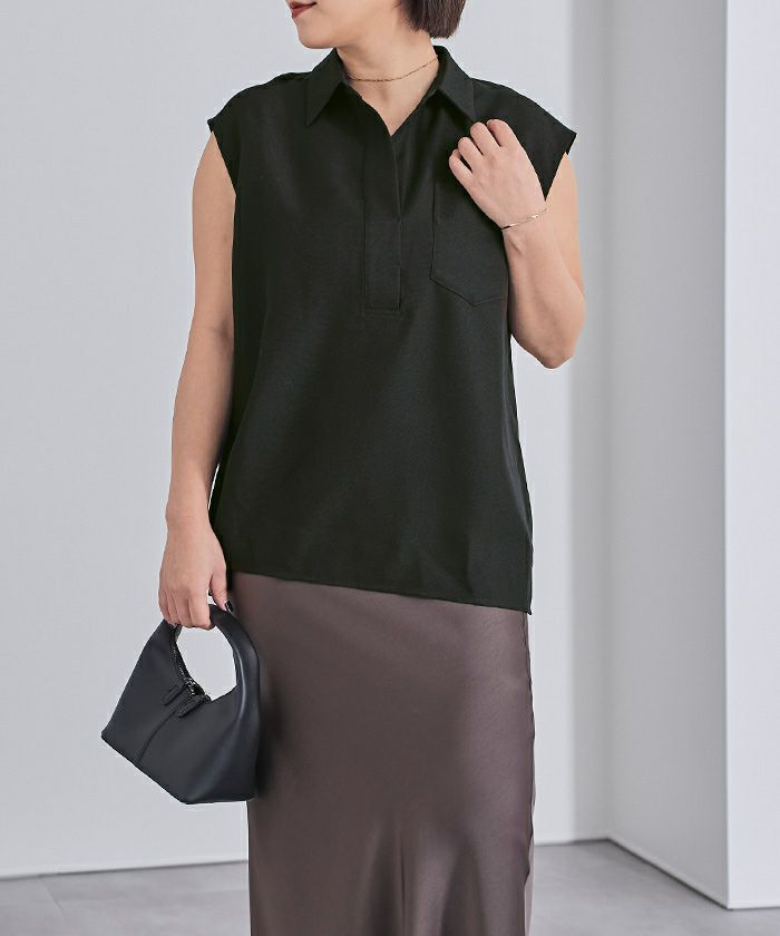 リネンライクフレンチスリーブスキッパーブラウス | ur's（ユアーズ）