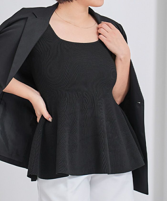 前後2wayスポンディッシュスクエアネックペプラムニット | ur's