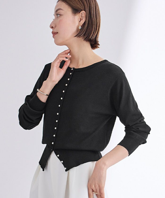 UVケアパール釦ニットカーディガン【メール便可／80】 | ur's（ユアーズ）