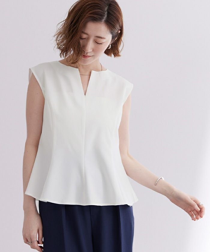 トップス y.k キーネックノースリーブペプラムトップス【メール便可／100】 | ur's