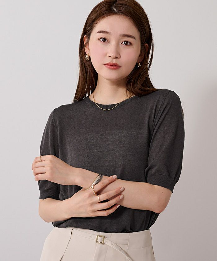 5分袖ニットプルオーバー【メール便可／90】 | ur's（ユアーズ）