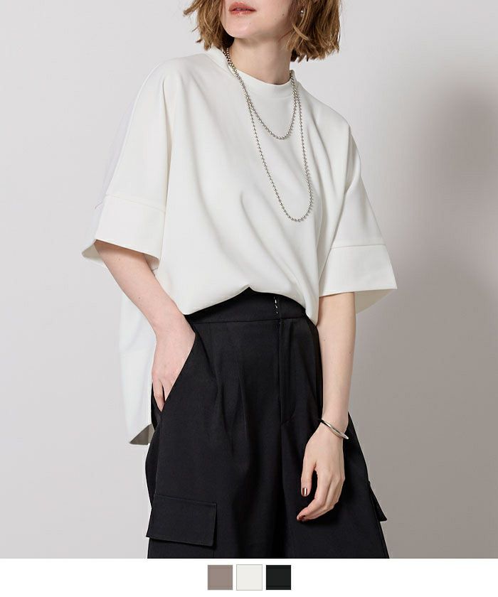 トップス yuka カットジョーゼットボックスシルエットトップス【メール便可