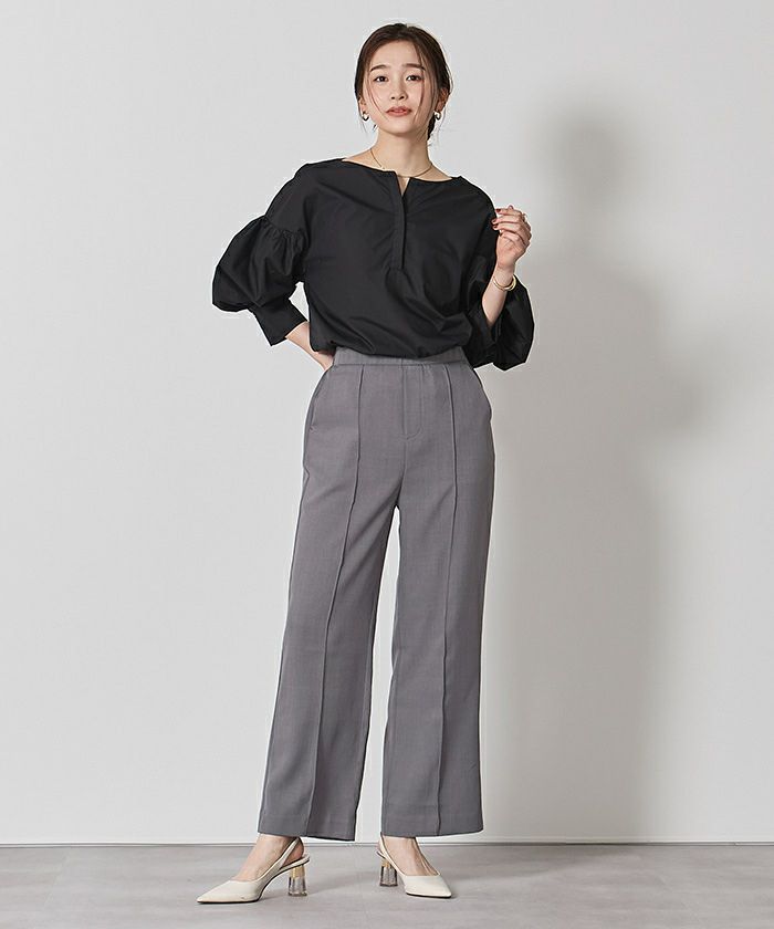 RUFFLOG モックネック　シャツと　ハーフパンツ　セットアップ　サイズM新作 モックネックブラウス×パンツセットアップ | ur's（ユアーズ）