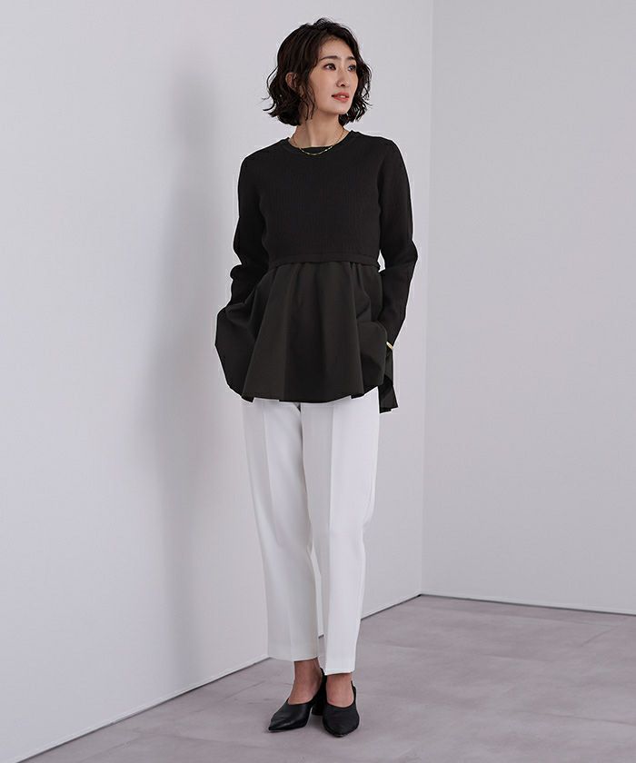 ペプラムドッキングニットプルオーバー36 タフタペプラムドッキングニット | ur's（ユアーズ）