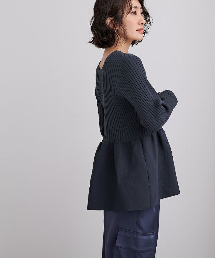 OUR シルエットがきれいな2wayペプラムベスト　ネイビー シルエットがきれいな2wayペプラムベスト – OURHOME