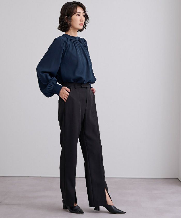 みか　2点セット フロントタックバイカラーブラウス レディース トップス シャツ