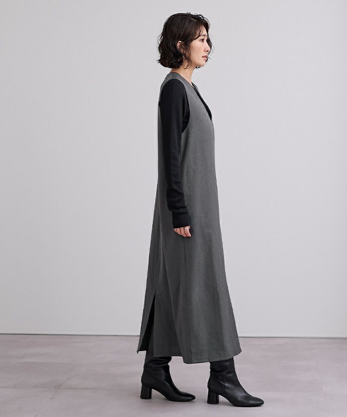 ソフトツイルディープVネックIラインワンピース | ur's（ユアーズ）