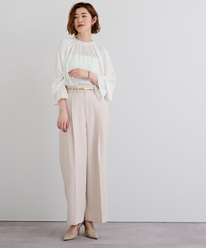 サテンフリルネックキャンディースリーブブラウス | ur's（ユアーズ）