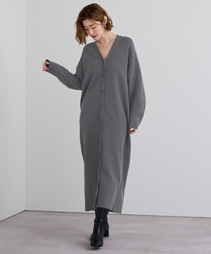 Vネックロングニットカーディガン/ワンピース | ur's（ユアーズ）