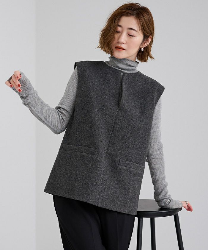 ウールライクキーネックベスト/ジレ | ur's（ユアーズ）