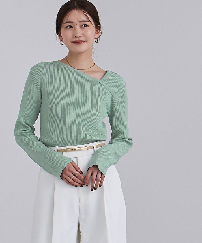 アシンメトリーリブニット ZOZO限定アイテム】アシンメトリーリブニット（ニット/セーター