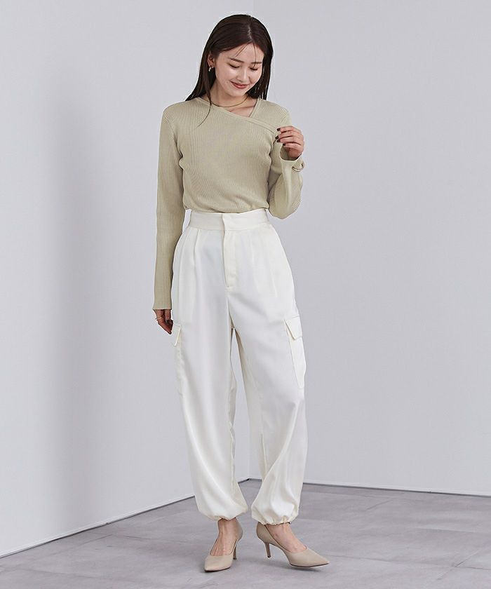 アシンメトリーネックリブニット【メール便可／100】 | ur's（ユアーズ）