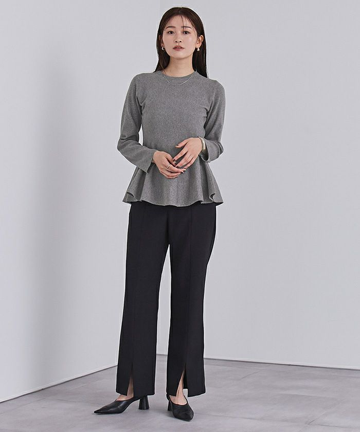 カシミヤタッチクルーネックペプラムニット | ur's（ユアーズ）