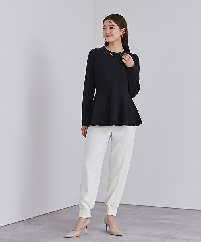 カシミヤタッチクルーネックペプラムニット | ur's（ユアーズ）