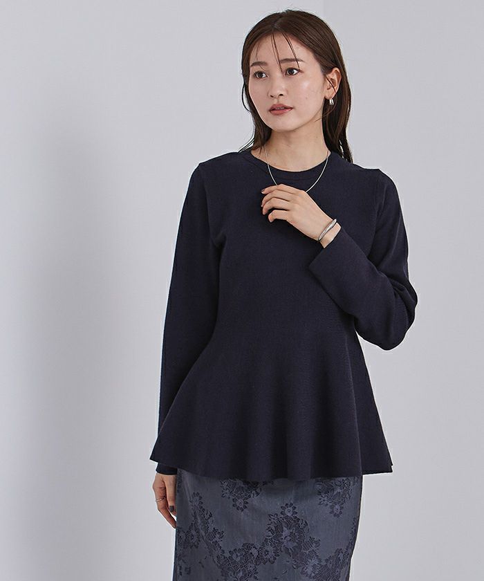 カシミヤタッチクルーネックペプラムニット | ur's（ユアーズ）