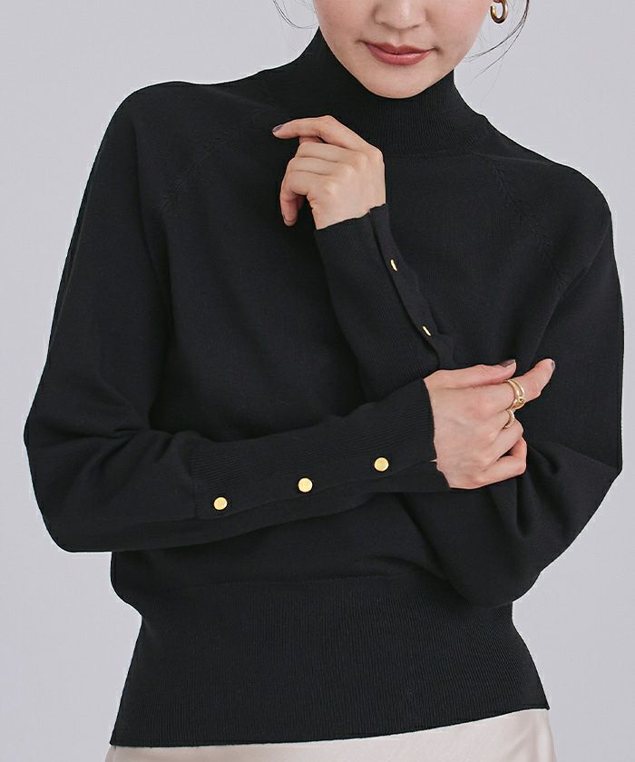 ハイネックゴールド釦ラグランスリーブニット | ur's（ユアーズ）