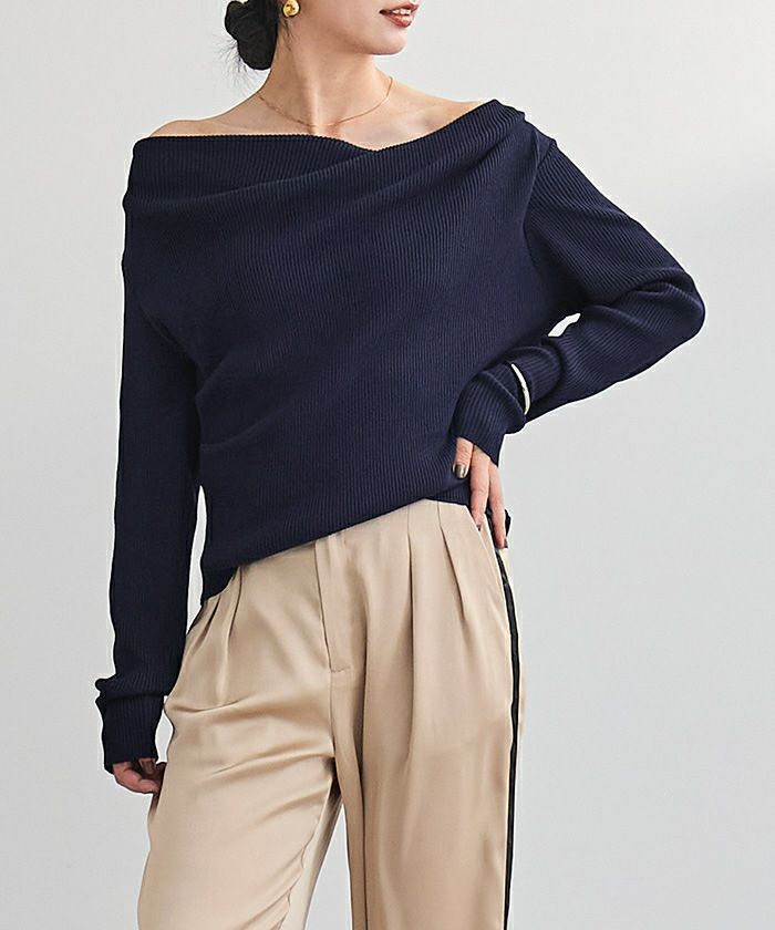 オフショルダーリブニットトップス | ur's（ユアーズ）