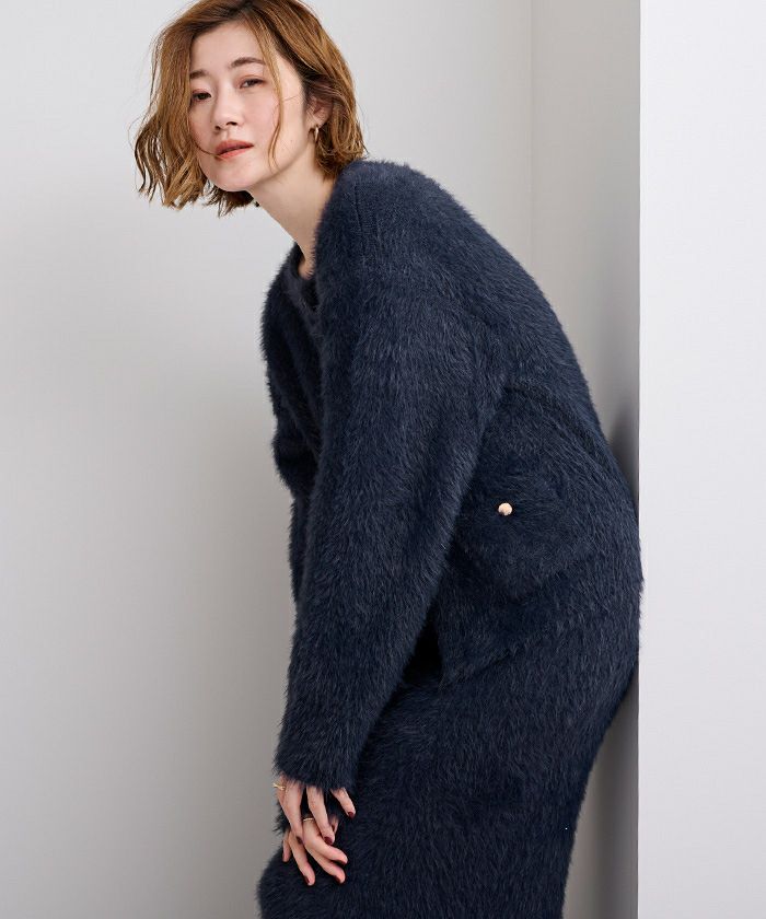 ゴールド釦シャギーニットカーディガン | ur's（ユアーズ）