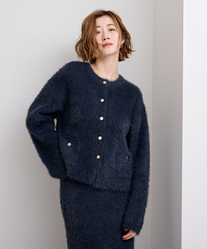 ゴールド釦シャギーニットカーディガン | ur's（ユアーズ）