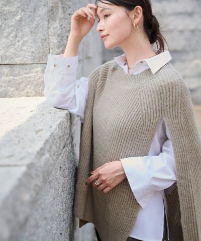 crewre】ケープレイヤードVネックベスト olive short crewre online