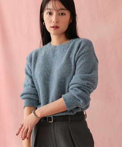 美品✨ビアズリー★ヤククルーネックニット　パープル クルービッグニット(ショート) （ニット・セーター）｜BEARDSLEY