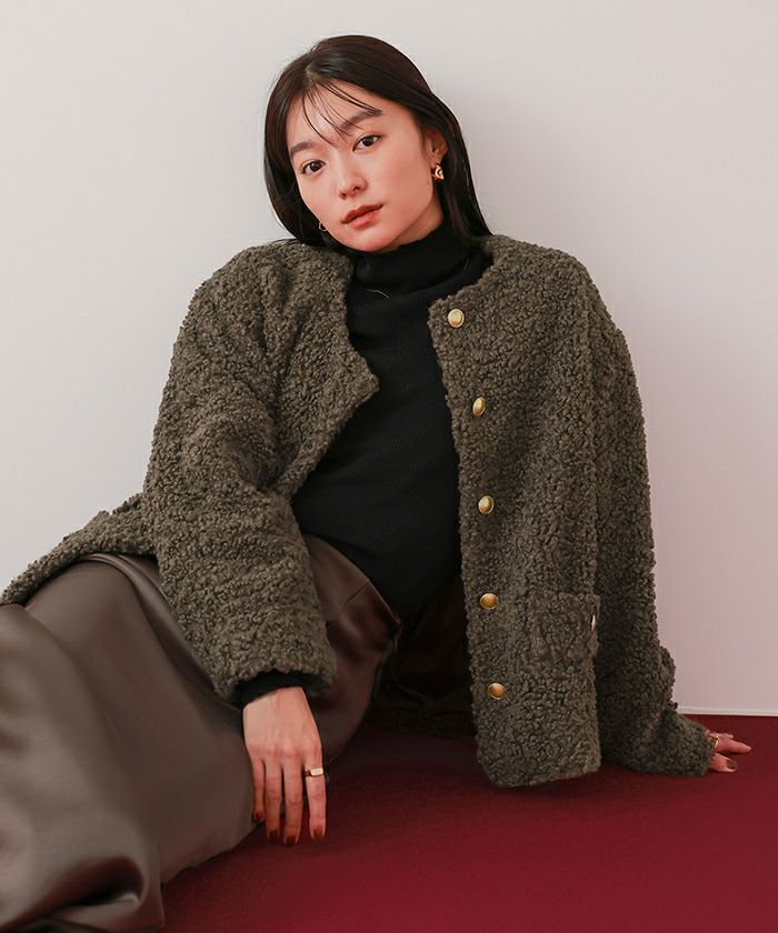 ボアノーカラーゴールド釦ジャケット | ur's（ユアーズ）