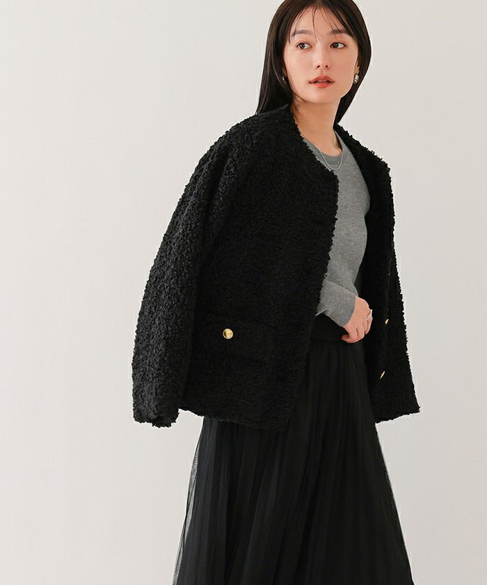 ボアノーカラーゴールド釦ジャケット | ur's（ユアーズ）