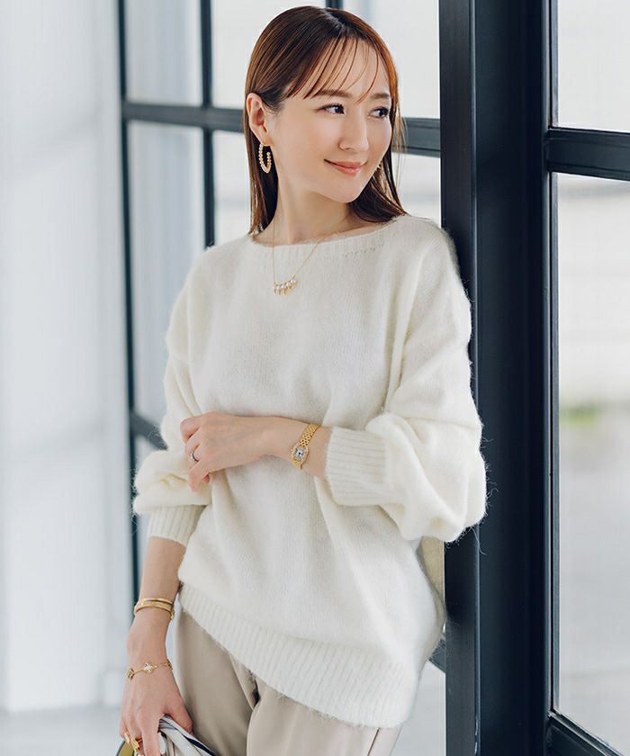 ヤクライクボートネックボリュームスリーブニット | ur's（ユアーズ）