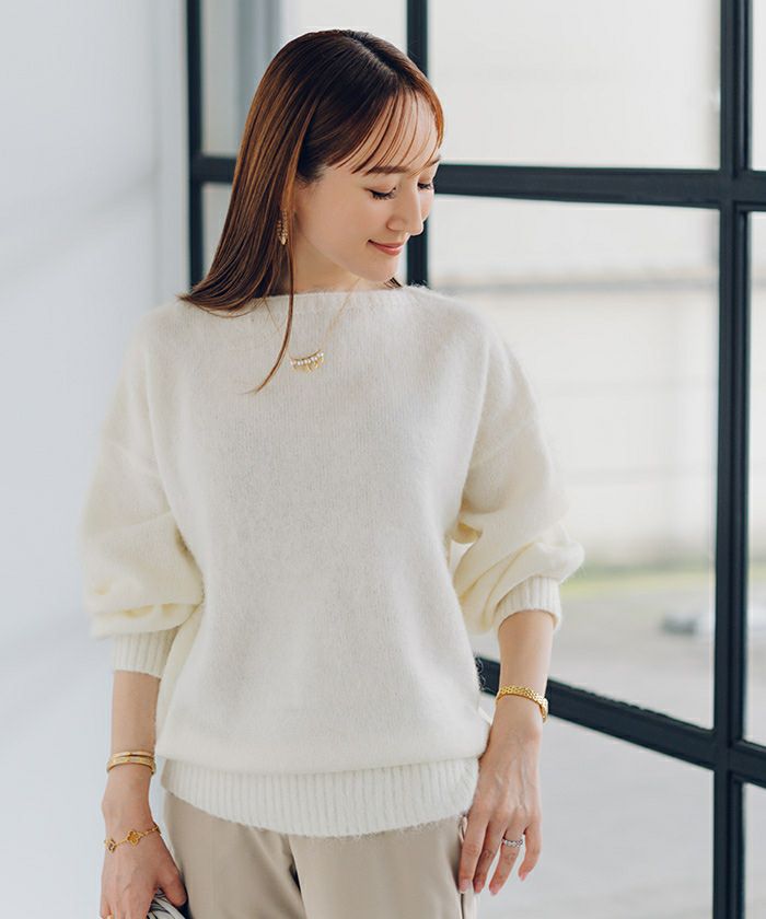 ヤクライクボートネックボリュームスリーブニット | ur's（ユアーズ）