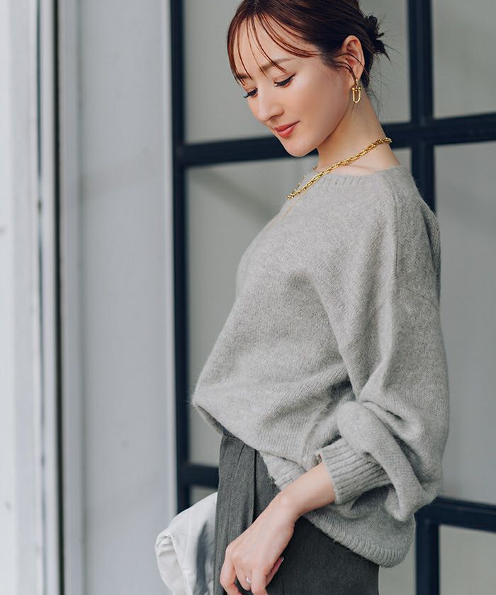 ヤクライクボートネックボリュームスリーブニット | ur's（ユアーズ）