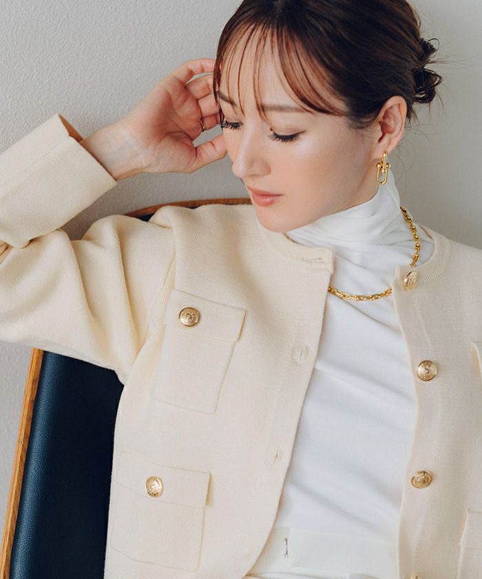 Plage新品⭐️日本製⭐️追加完売❗️ゴールドボタンニットジャケットカーディガン plage（プラージュ）の「《追加》ゴールドボタンニットジャケット2