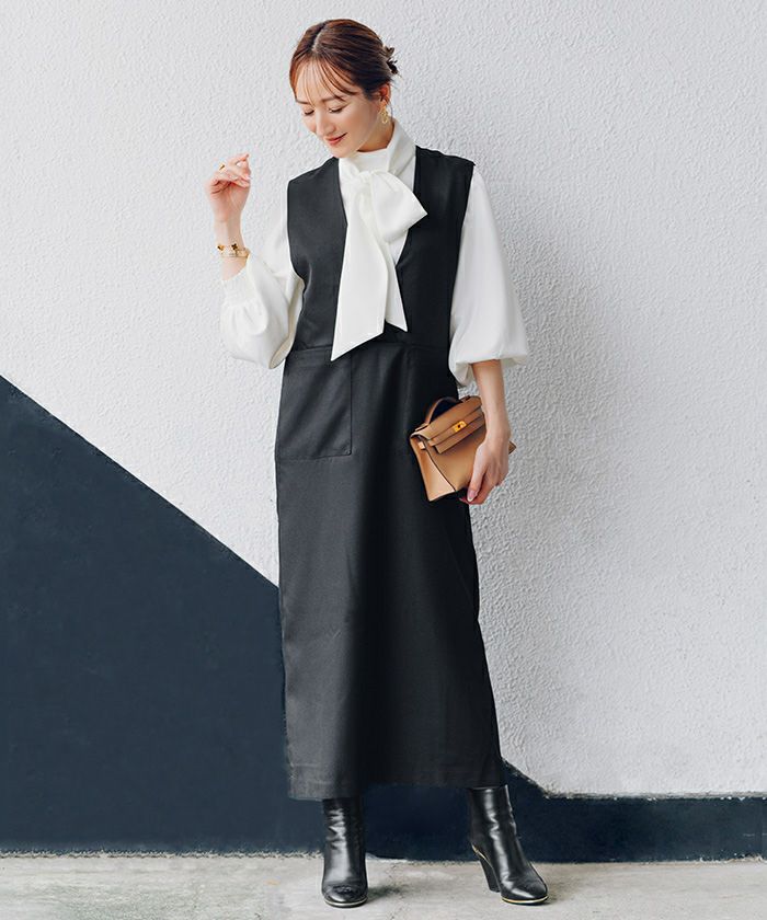 ソフトツイルポケットデザインディープVネックワンピース | ur's