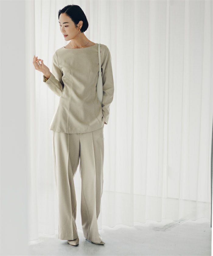 ピンタックセンタープレスワイドパンツ | ur's（ユアーズ）