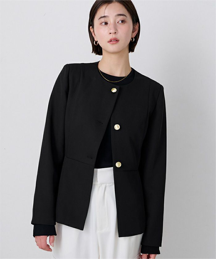 美シルエットゴールド釦ペプラムジャケット | ur's（ユアーズ）
