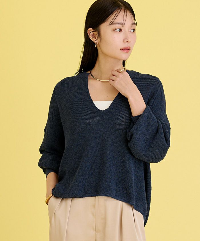 ミドルゲージディープVネックニット | ur's（ユアーズ）