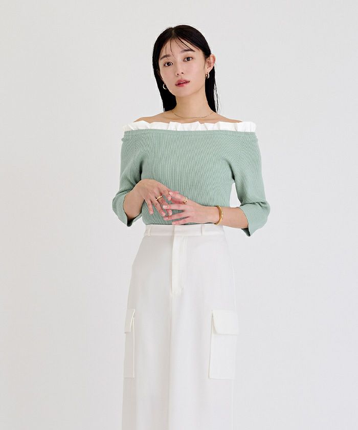 2wayフリルネックニット【メール便可／100】 | ur's（ユアーズ）