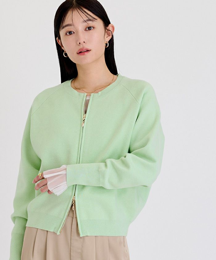 スウェットライクZIPニットカーディガン | ur's（ユアーズ）